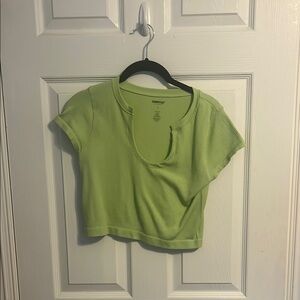 Converse Green Cap Sleeve Polo Crop Top